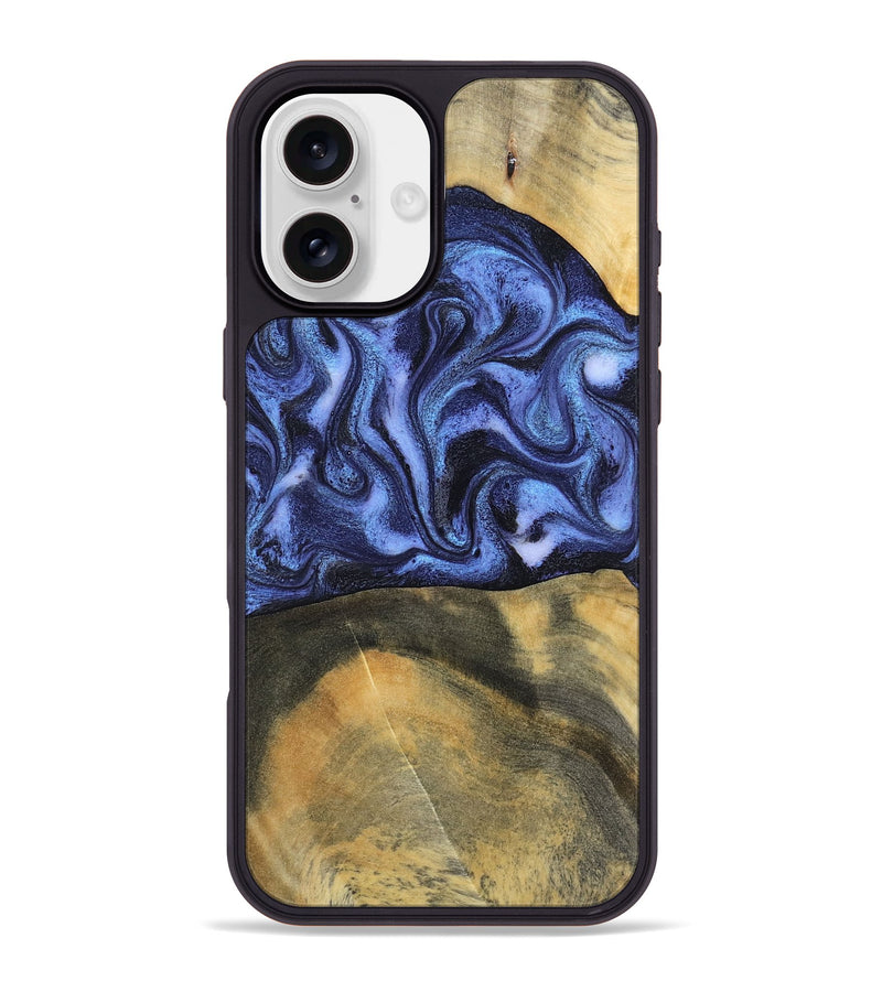 iPhone 16 Plus Wood Phone Case - Izaiah (Blue, 796124)