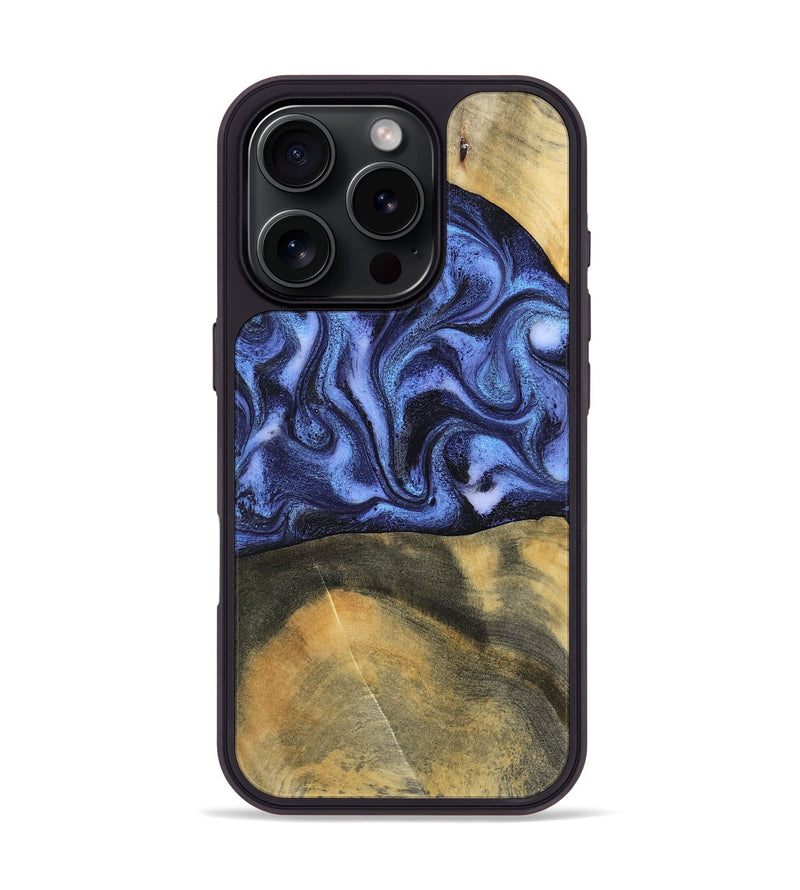iPhone 16 Pro Wood Phone Case - Izaiah (Blue, 796124)