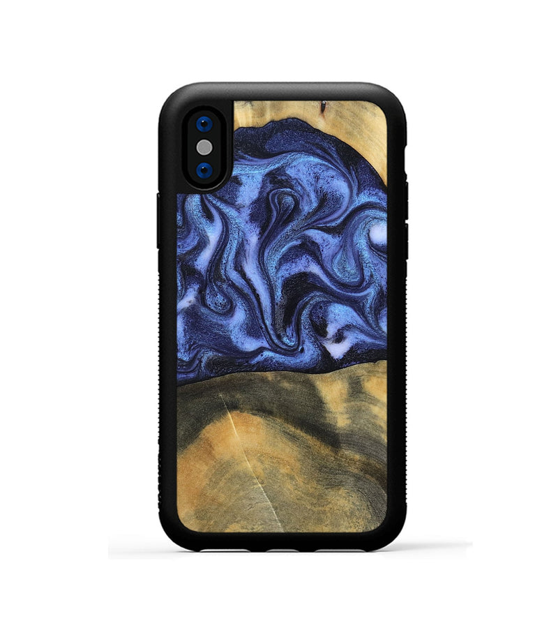 iPhone Xs Wood Phone Case - Izaiah (Blue, 796124)