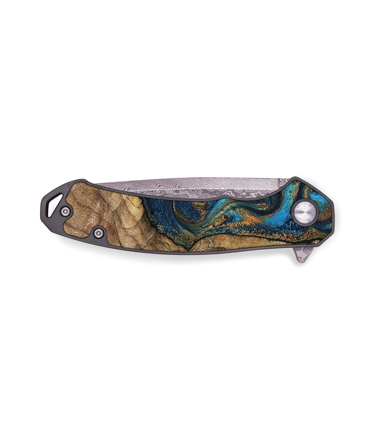 EDC Wood Pocket Knife - Maranda (Teal & Gold, 796189)
