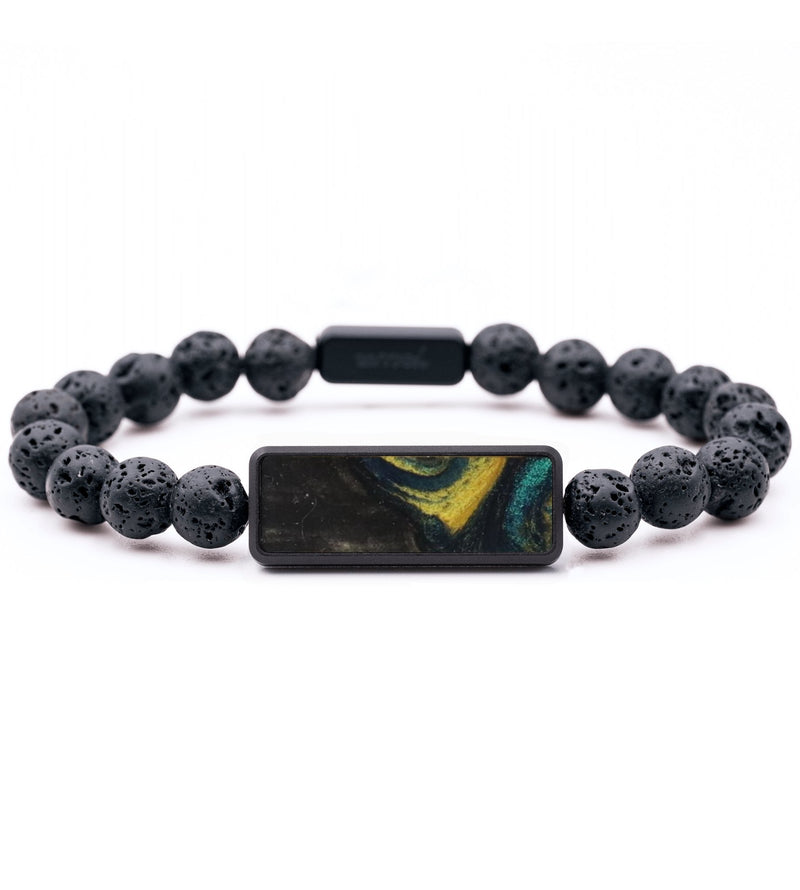 Lava Bead Wood Bracelet - Paislee (Teal & Gold, 796240)