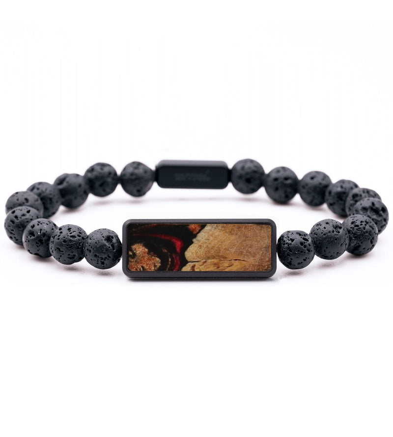 Lava Bead Wood Bracelet - Maci (Red, 796313)