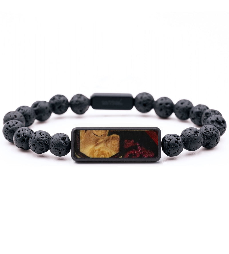 Lava Bead Wood Bracelet - Dina (Red, 796315)