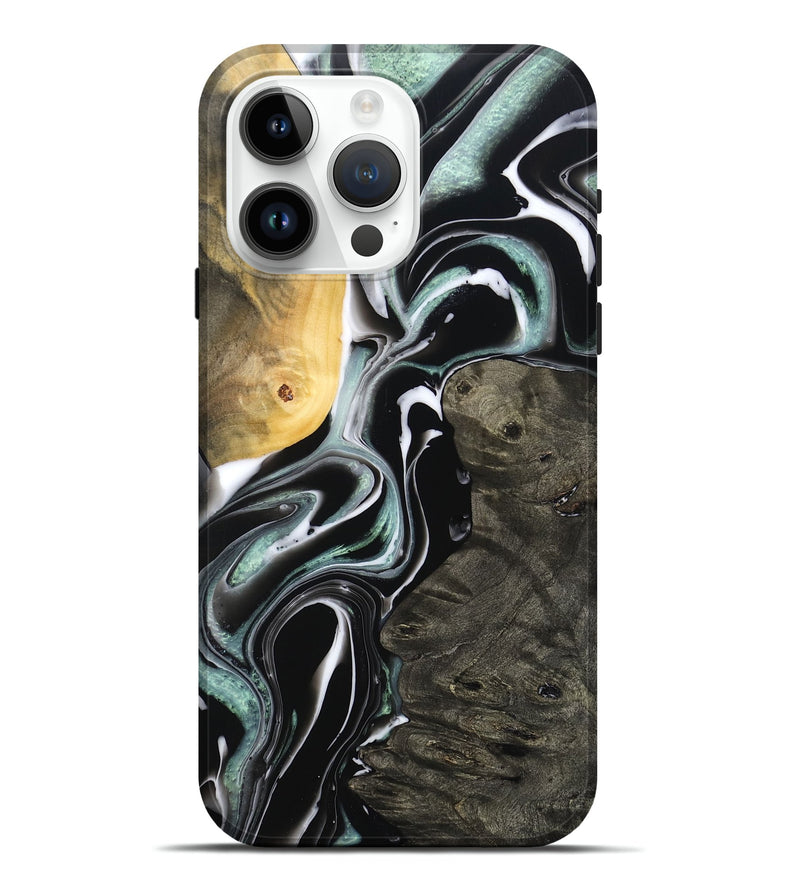 iPhone 15 Pro Max Wood Live Edge Phone Case - Jeramie (Black & White, 796380)