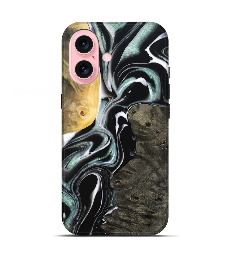 iPhone 16 Wood Live Edge Phone Case - Jeramie (Black & White, 796380)