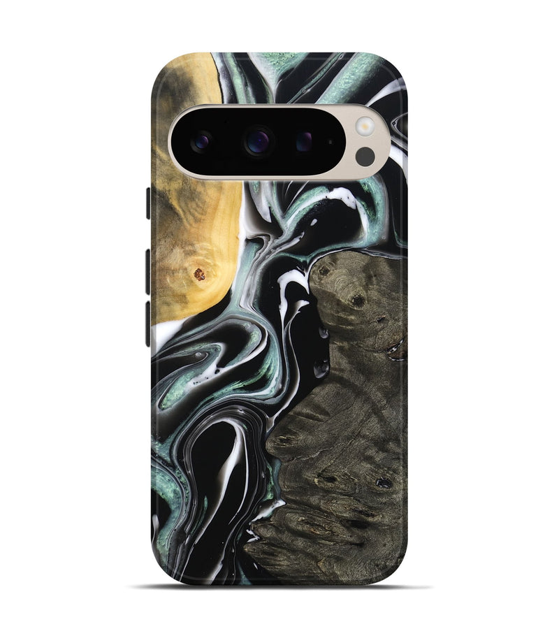 Pixel 9 Pro Wood Live Edge Phone Case - Jeramie (Black & White, 796380)