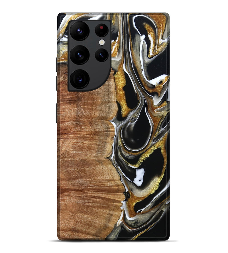 Galaxy S22 Ultra Wood Live Edge Phone Case - Morris (Black & White, 796383)