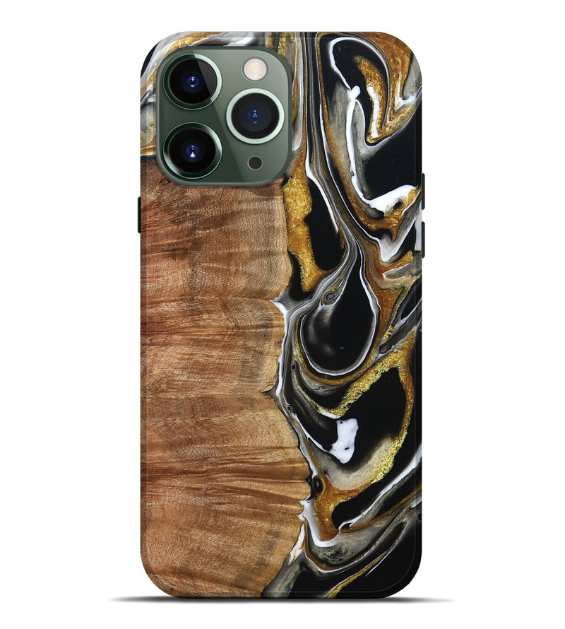iPhone 13 Pro Max Wood Live Edge Phone Case - Morris (Black & White, 796383)