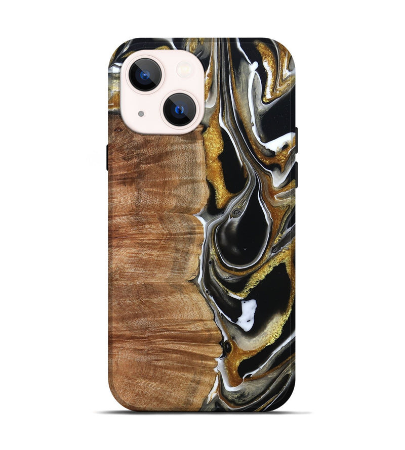 iPhone 14 Wood Live Edge Phone Case - Morris (Black & White, 796383)