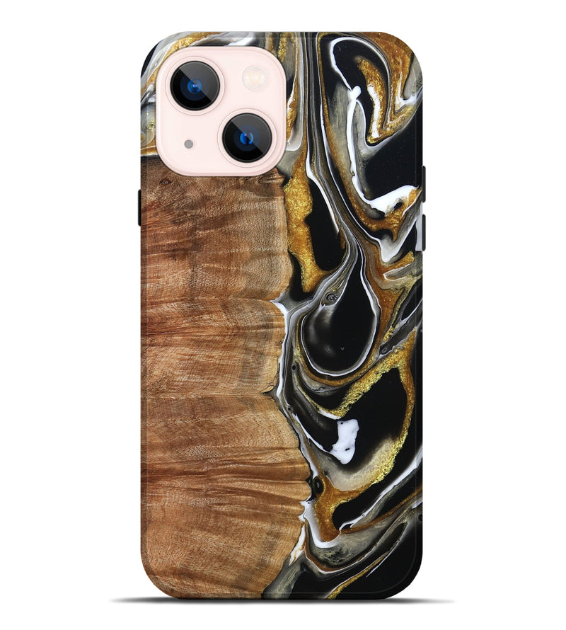 iPhone 14 Plus Wood Live Edge Phone Case - Morris (Black & White, 796383)