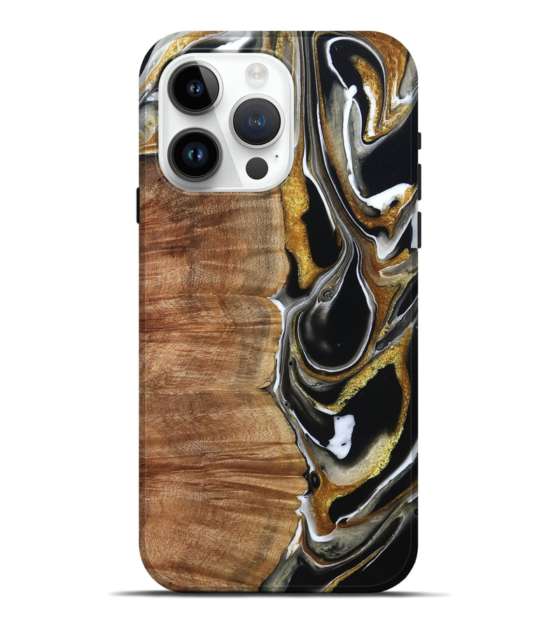iPhone 15 Pro Max Wood Live Edge Phone Case - Morris (Black & White, 796383)