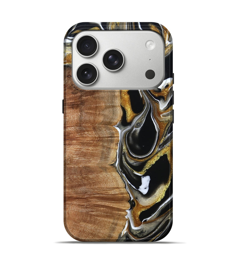 iPhone 17 Pro Wood Live Edge Phone Case - Morris (Black & White, 796383)