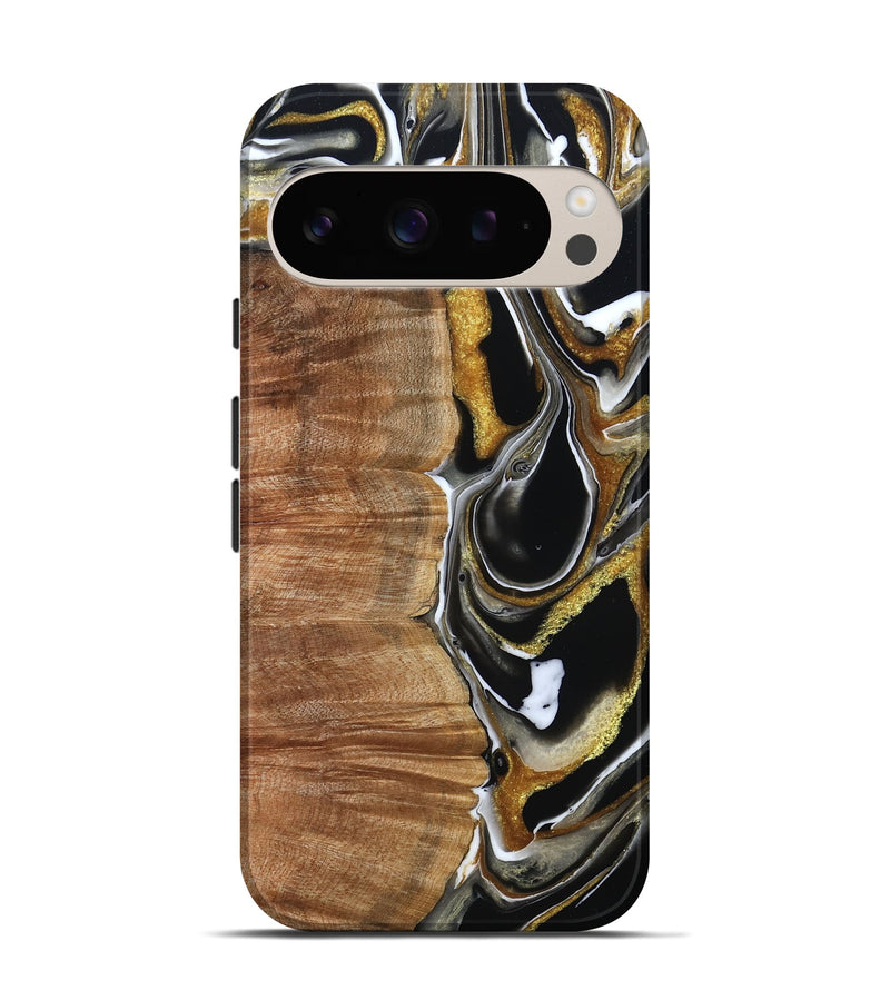 Pixel 9 Wood Live Edge Phone Case - Morris (Black & White, 796383)