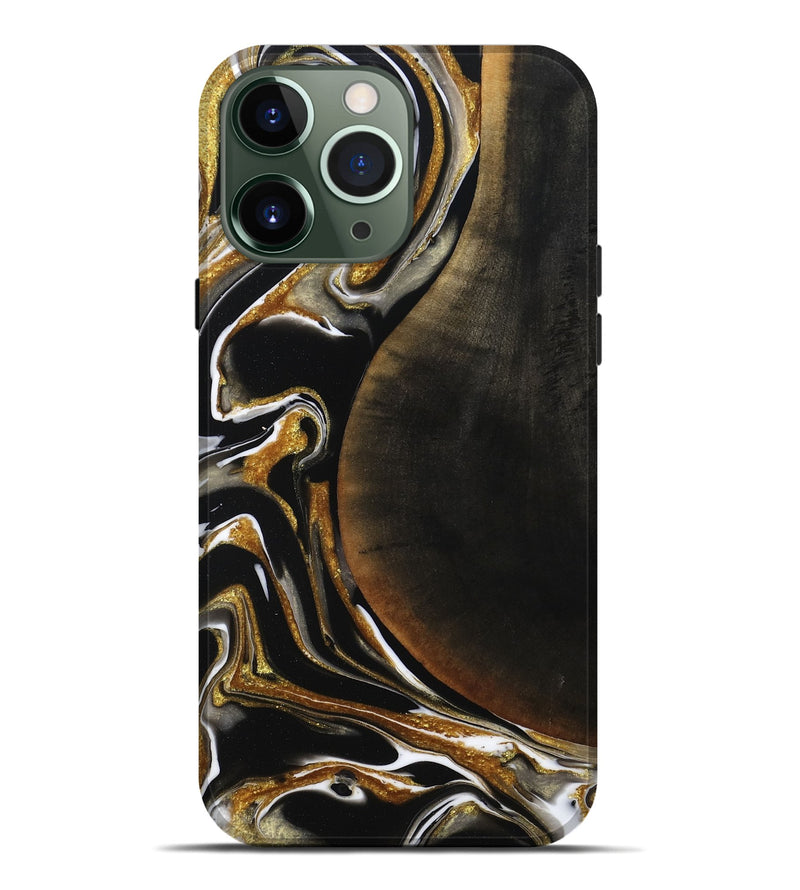 iPhone 13 Pro Max Wood Live Edge Phone Case - Dangelo (Black & White, 796384)