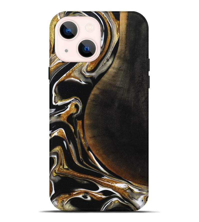 iPhone 14 Plus Wood Live Edge Phone Case - Dangelo (Black & White, 796384)