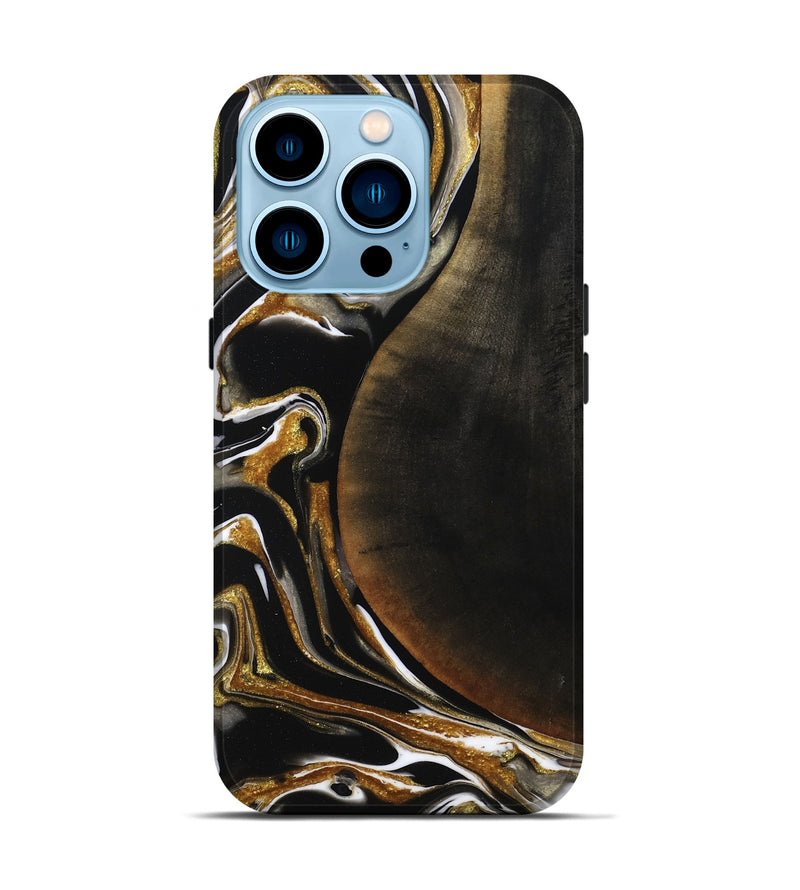 iPhone 14 Pro Wood Live Edge Phone Case - Dangelo (Black & White, 796384)