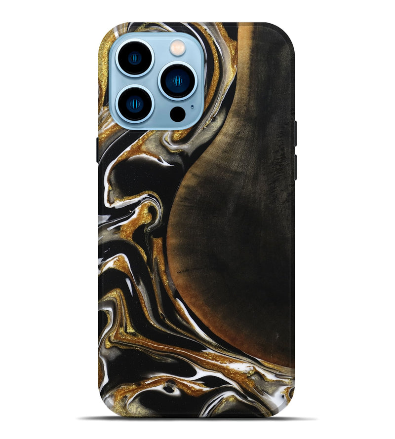 iPhone 14 Pro Max Wood Live Edge Phone Case - Dangelo (Black & White, 796384)