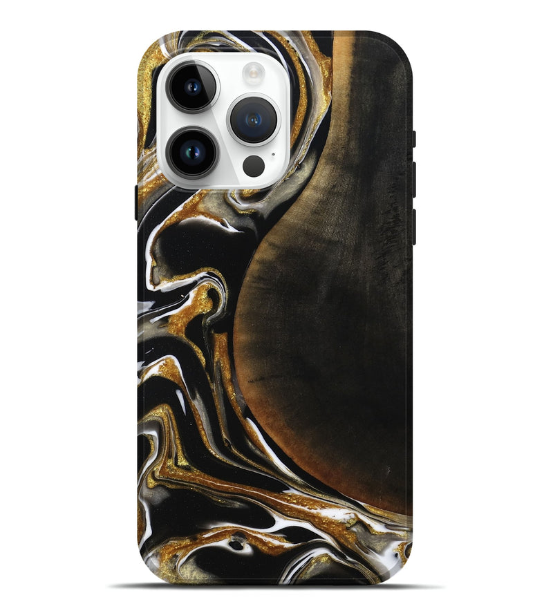 iPhone 15 Pro Max Wood Live Edge Phone Case - Dangelo (Black & White, 796384)