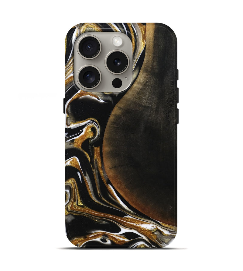 iPhone 16 Pro Wood Live Edge Phone Case - Dangelo (Black & White, 796384)