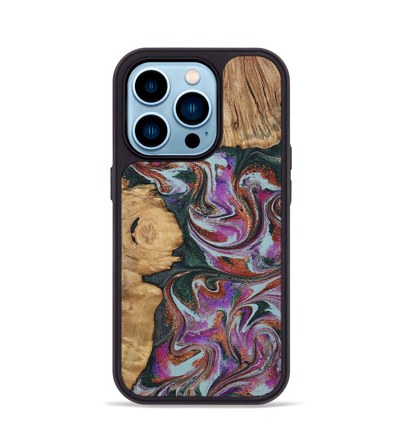 iPhone 14 Pro Wood Phone Case - Cale (Green, 796398)