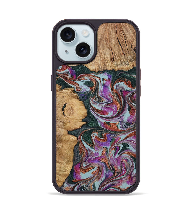 iPhone 15 Wood Phone Case - Cale (Green, 796398)