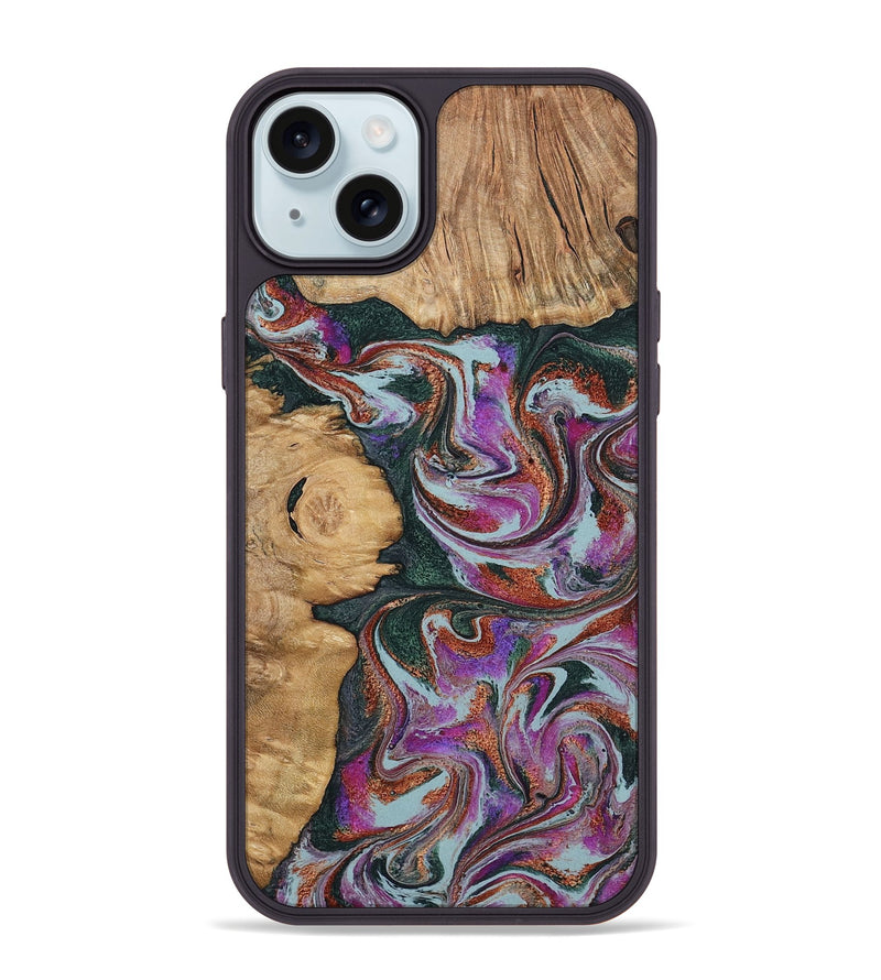 iPhone 15 Plus Wood Phone Case - Cale (Green, 796398)