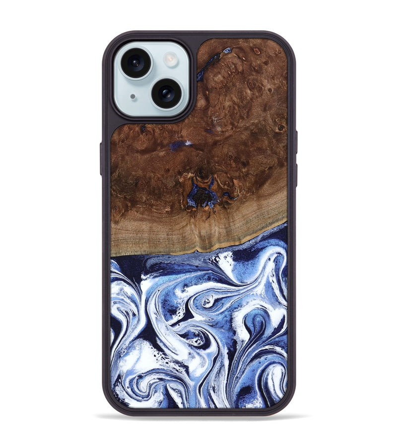 iPhone 15 Plus Wood Phone Case - Chynna (Blue, 796426)