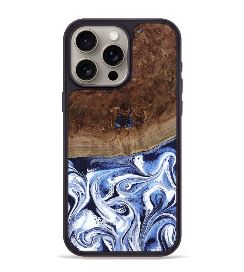 iPhone 15 Pro Max Wood Phone Case - Chynna (Blue, 796426)