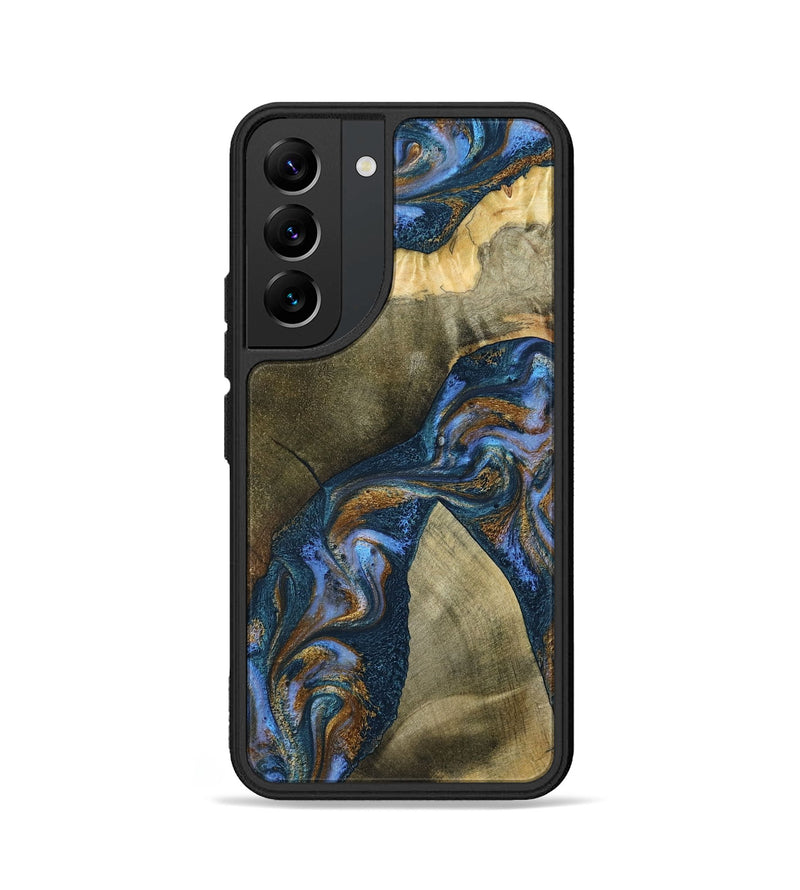 Galaxy S22 Wood Phone Case - Jeanne (Teal & Gold, 796488)