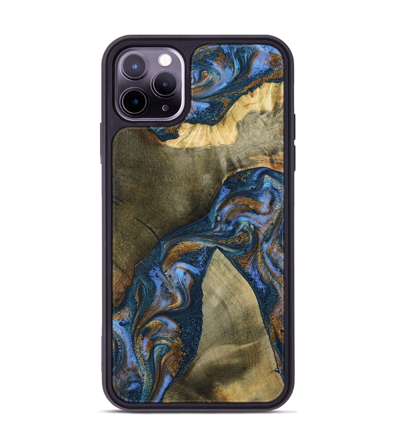 iPhone 11 Pro Max Wood Phone Case - Jeanne (Teal & Gold, 796488)