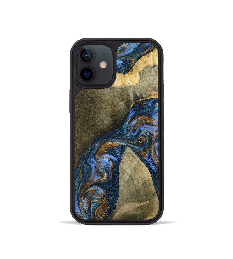 iPhone 12 mini Wood Phone Case - Jeanne (Teal & Gold, 796488)