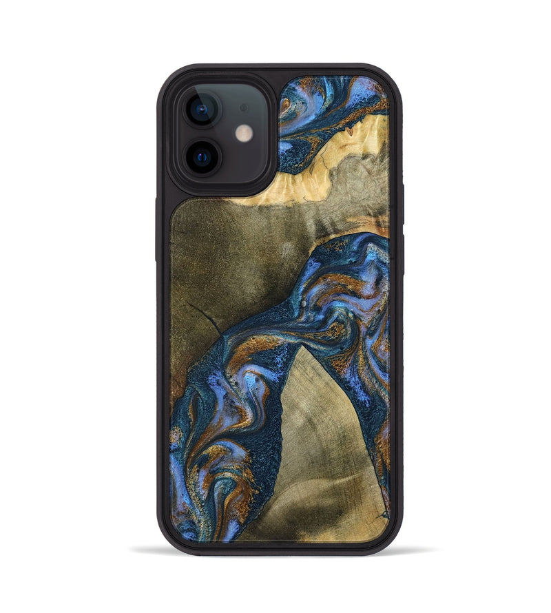 iPhone 12 Wood Phone Case - Jeanne (Teal & Gold, 796488)
