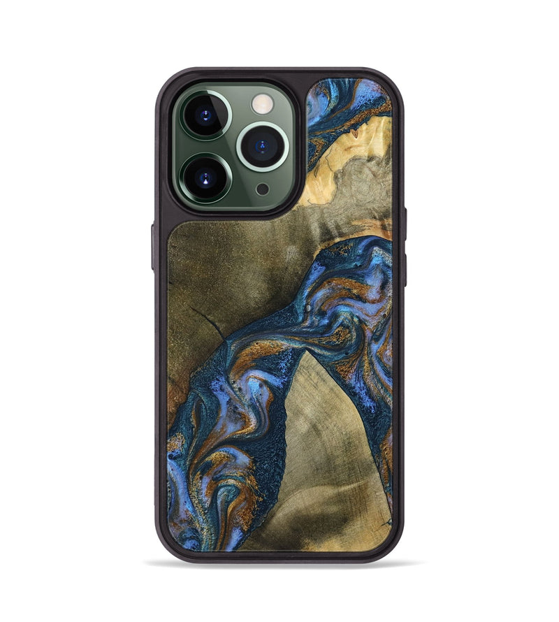 iPhone 13 Pro Wood Phone Case - Jeanne (Teal & Gold, 796488)