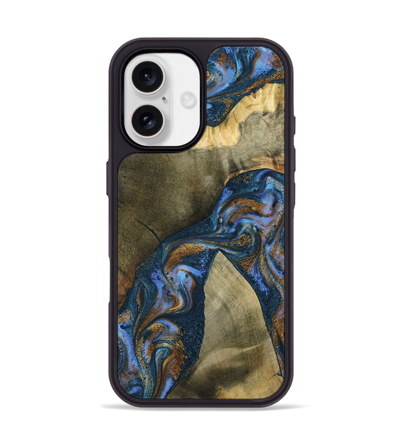 iPhone 17 Wood Phone Case - Jeanne (Teal & Gold, 796488)