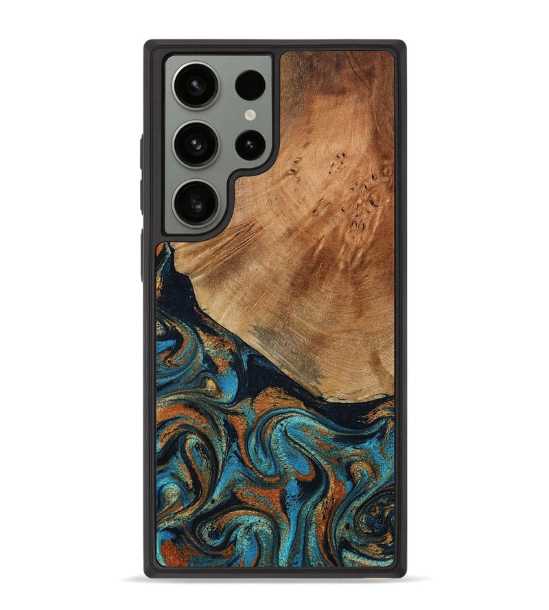 Galaxy S23 Ultra Wood Phone Case - Yusuf (Teal & Gold, 796523)