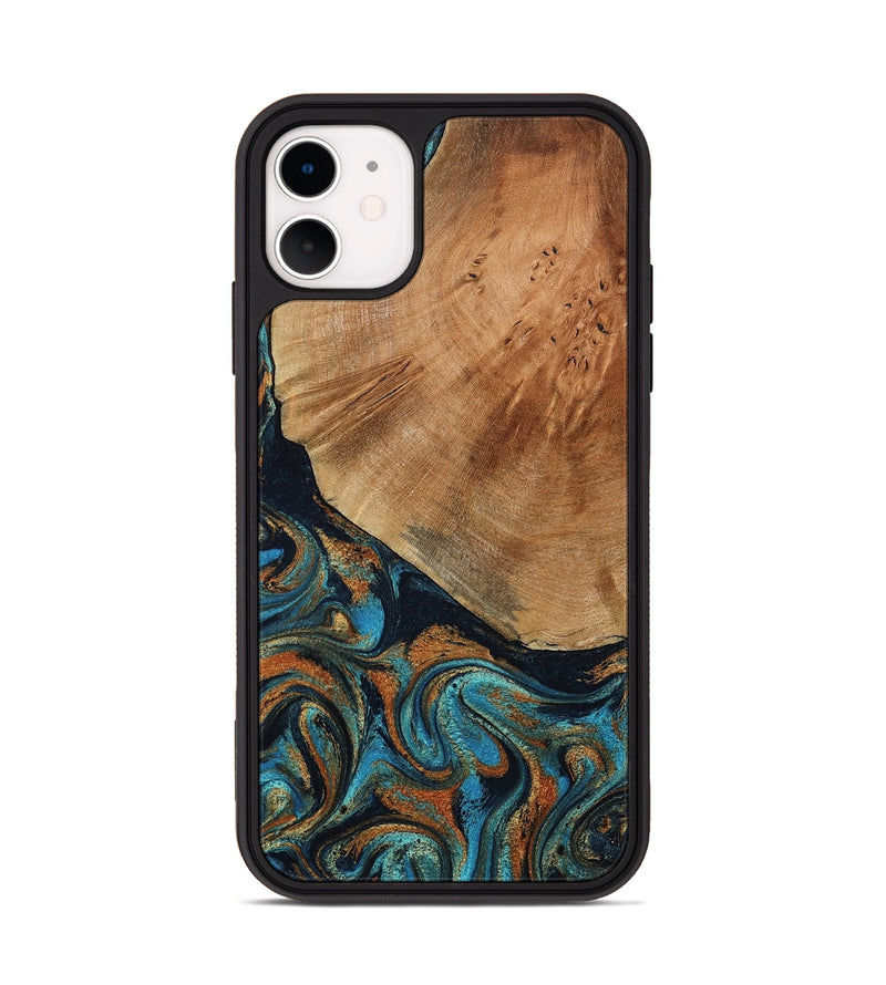 iPhone 11 Wood Phone Case - Yusuf (Teal & Gold, 796523)