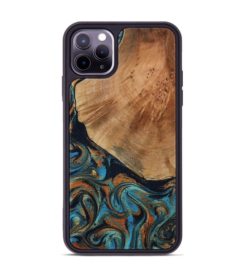 iPhone 11 Pro Max Wood Phone Case - Yusuf (Teal & Gold, 796523)