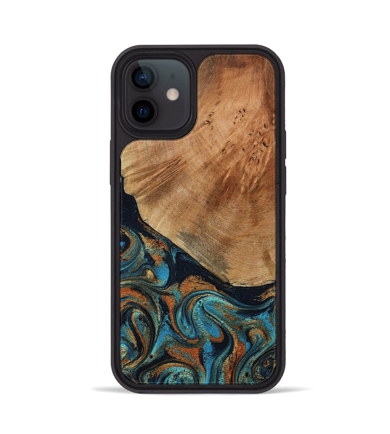 iPhone 12 Wood Phone Case - Yusuf (Teal & Gold, 796523)