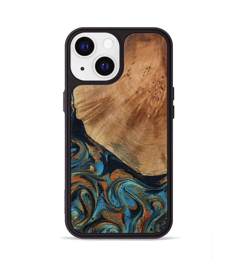 iPhone 13 Wood Phone Case - Yusuf (Teal & Gold, 796523)