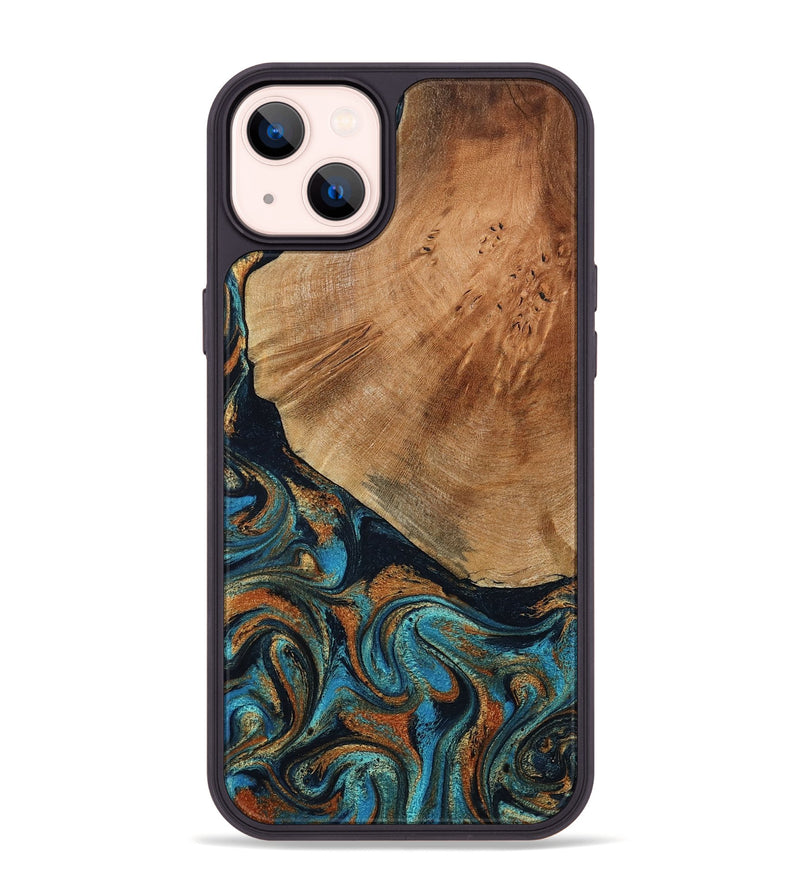 iPhone 14 Plus Wood Phone Case - Yusuf (Teal & Gold, 796523)