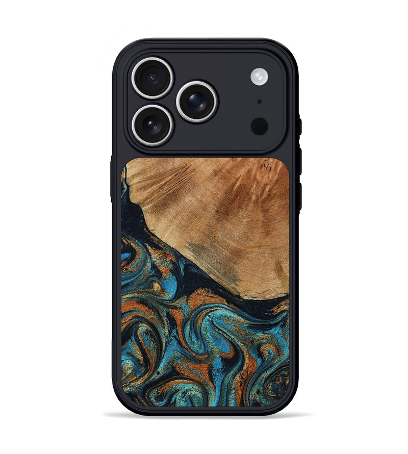 iPhone 17 Pro Wood Phone Case - Yusuf (Teal & Gold, 796523)
