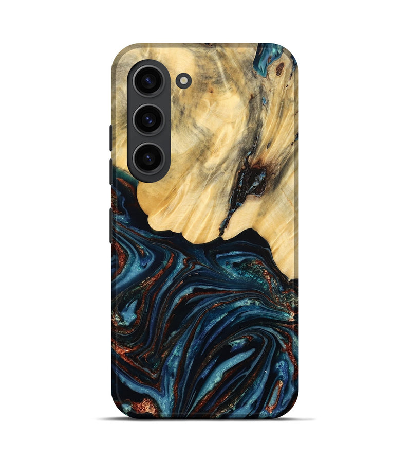 Galaxy S23 Wood Live Edge Phone Case - Chelsey (Teal & Gold, 796827)