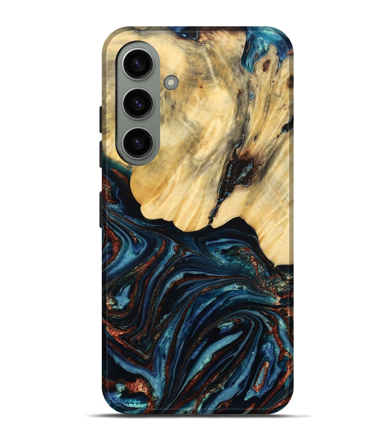Galaxy S24 Plus Wood Live Edge Phone Case - Chelsey (Teal & Gold, 796827)