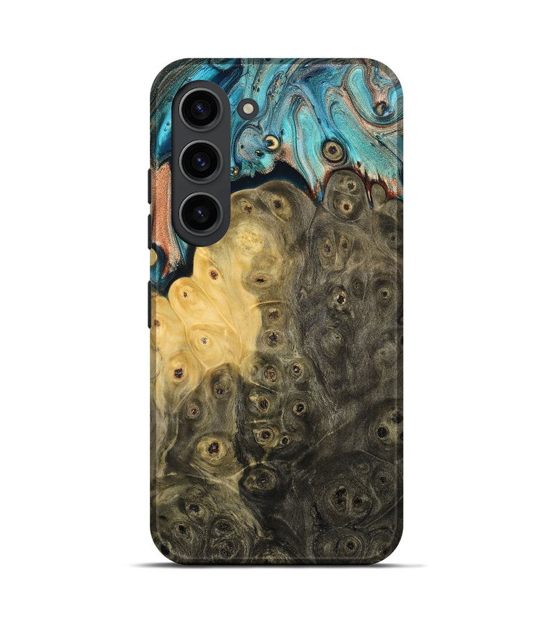 Galaxy S23 Wood Live Edge Phone Case - Rhys (Teal & Gold, 796834)