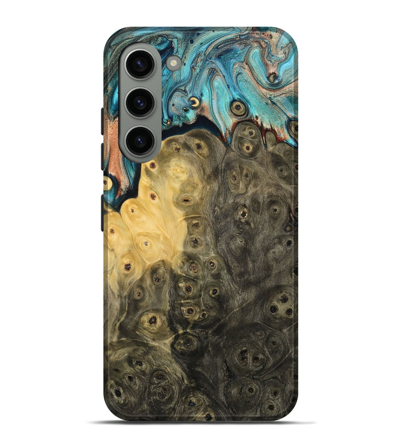 Galaxy S23 Plus Wood Live Edge Phone Case - Rhys (Teal & Gold, 796834)