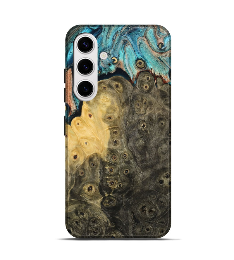 Galaxy S25 Wood Live Edge Phone Case - Rhys (Teal & Gold, 796834)