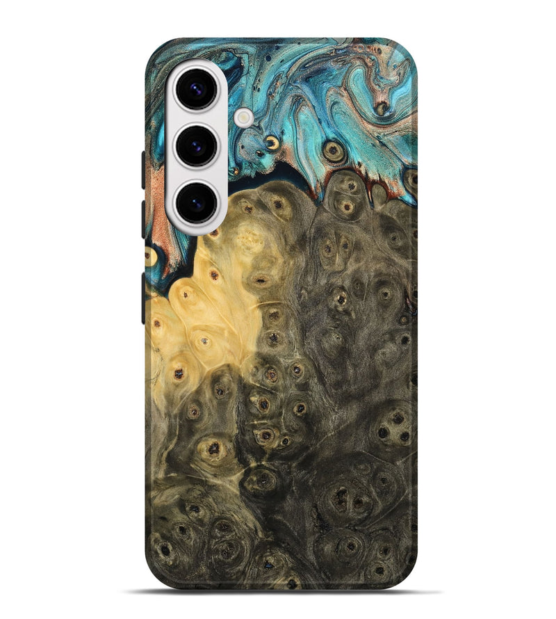 Galaxy S25 Plus Wood Live Edge Phone Case - Rhys (Teal & Gold, 796834)