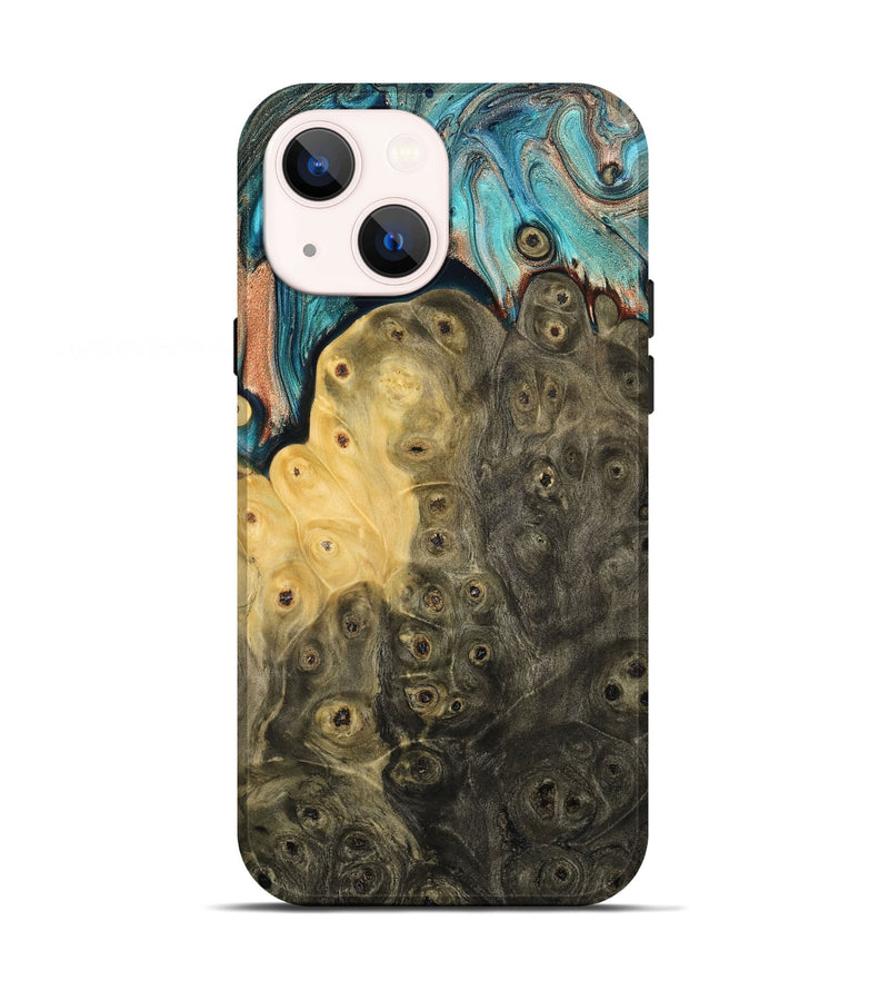 iPhone 13 Wood Live Edge Phone Case - Rhys (Teal & Gold, 796834)
