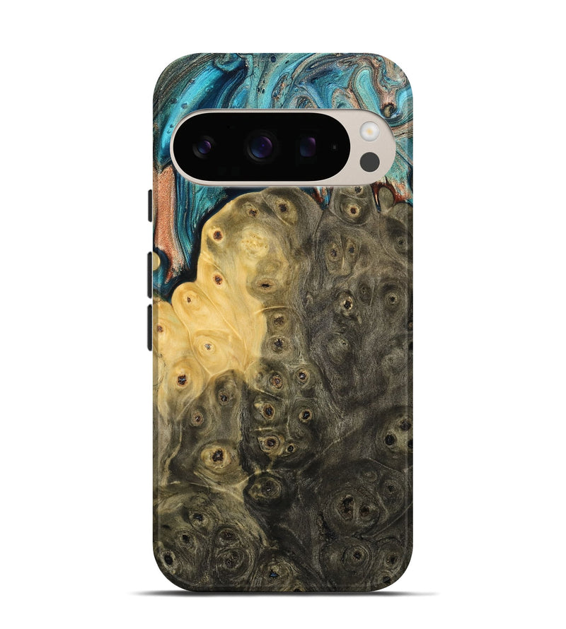 Pixel 10 Wood Live Edge Phone Case - Rhys (Teal & Gold, 796834)