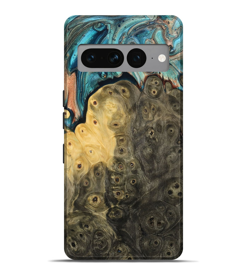 Pixel 7 Pro Wood Live Edge Phone Case - Rhys (Teal & Gold, 796834)